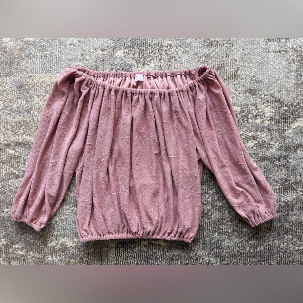 Pink Lily Pink Textured Off-Shoulder Top